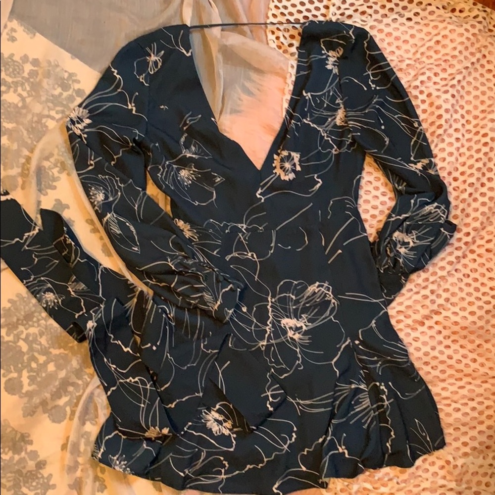 Deep teal floral dress